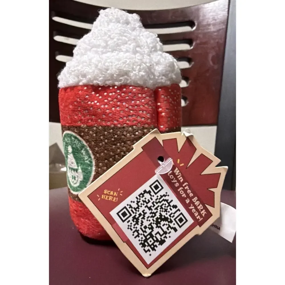 BARK Holiday Latte Dog Plush Toy Small NWT